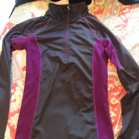 Aerie quarter zip workout top gray and purple - Picture 1 of 1